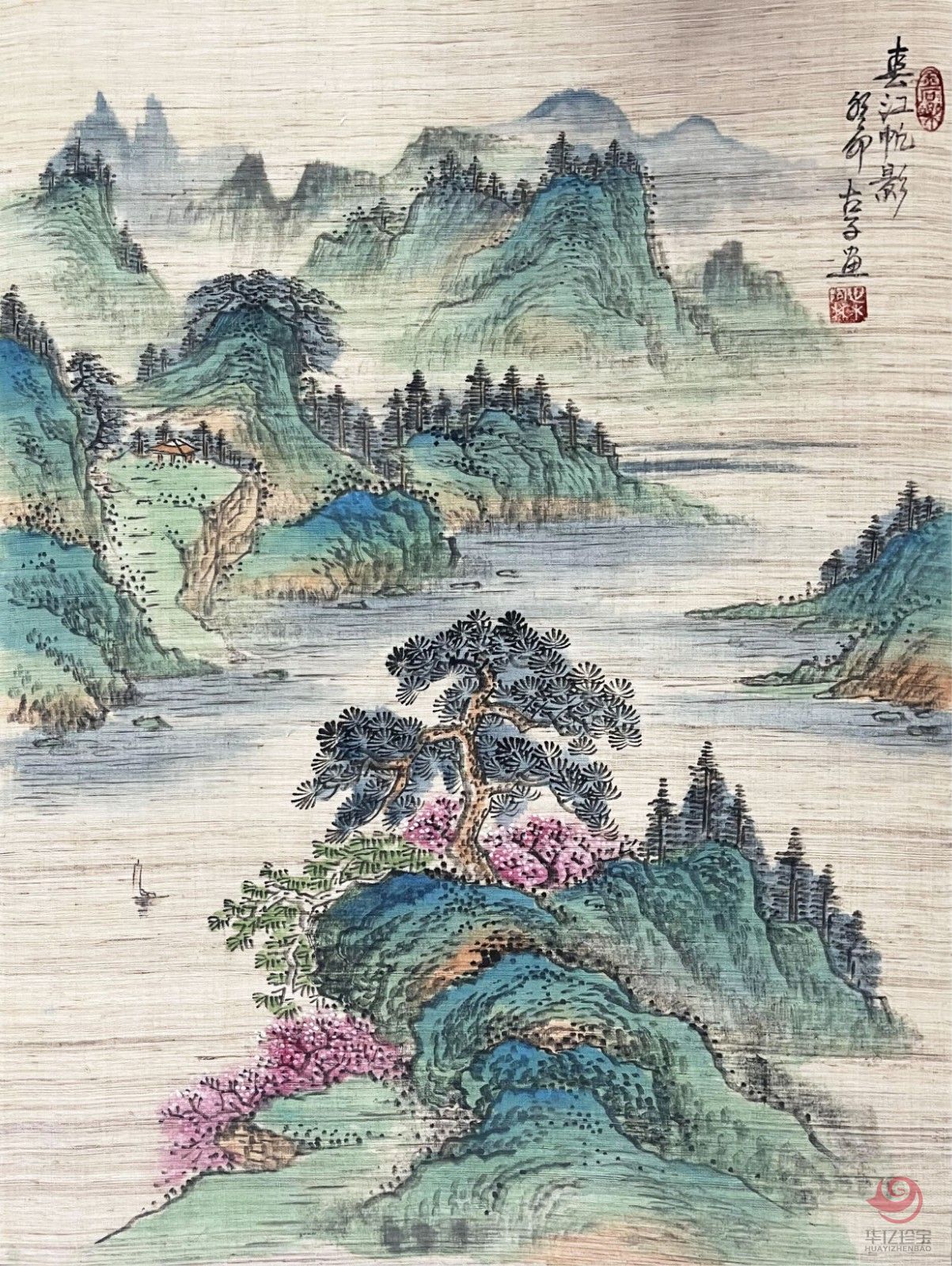 叶阿林4平尺亚麻布作品《春江帆影》