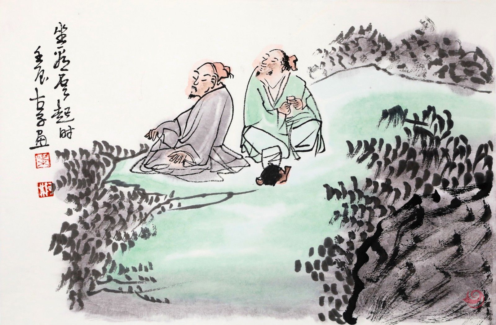 叶阿林1.5平尺国画作品《坐看云起时》