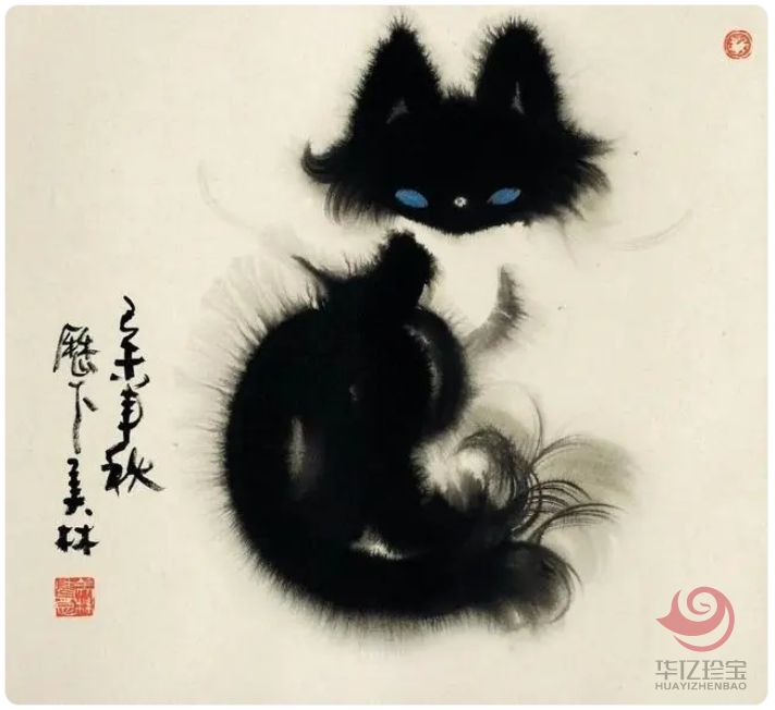 韩美林大师作品《狐狸》设色纸本