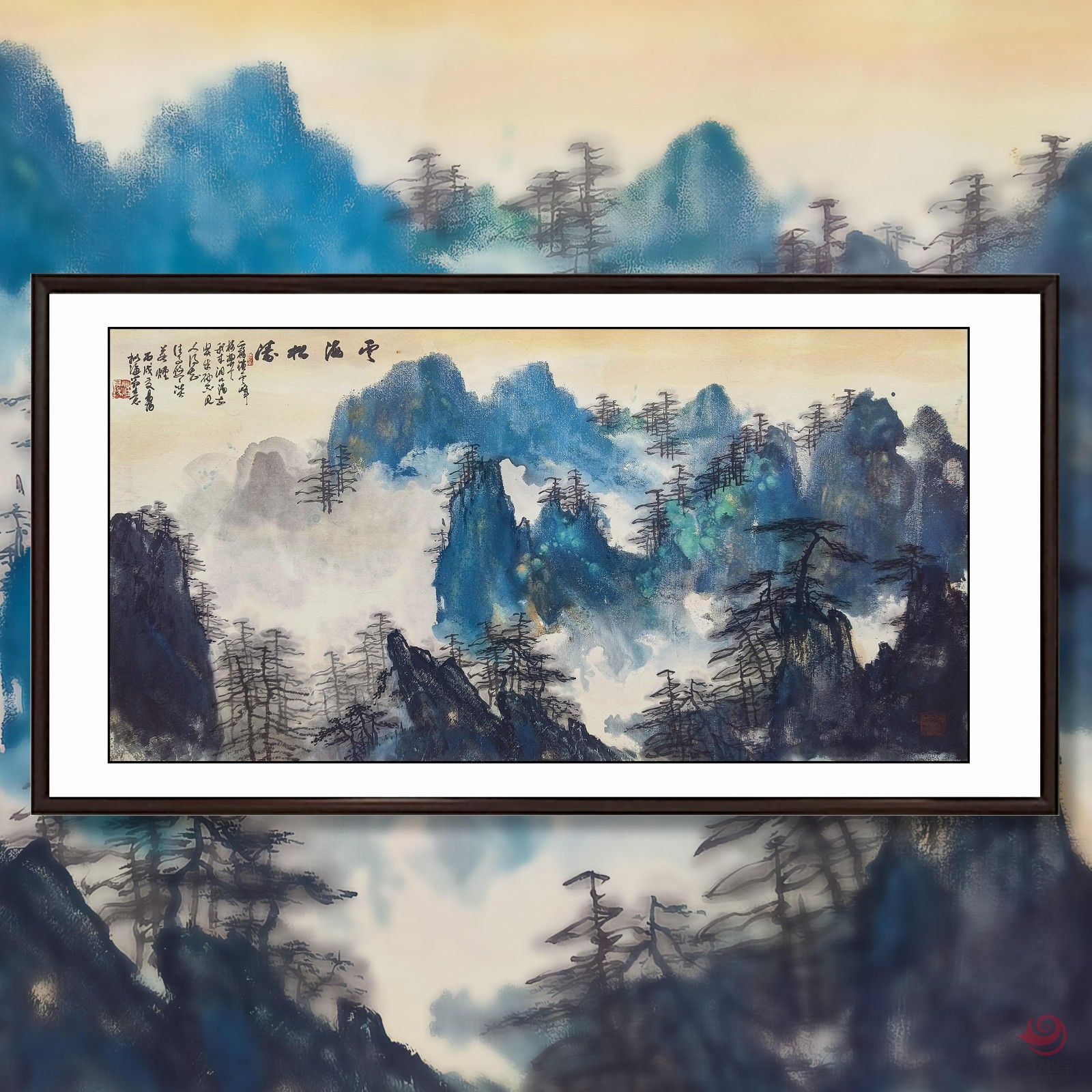 重彩写意山水画家  汪易扬8平尺作品《云海松涛》