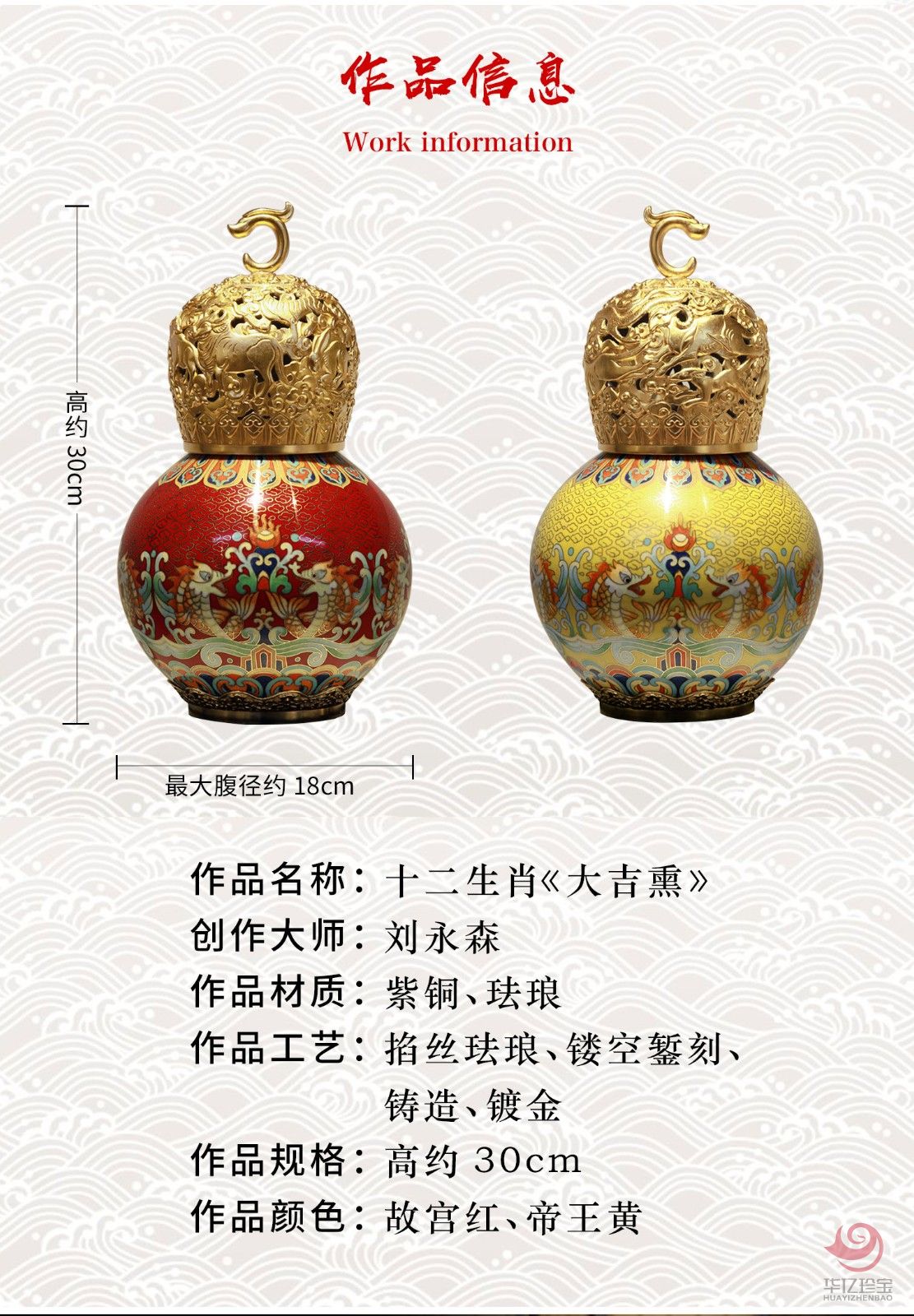 景泰蓝十二生肖《大吉熏》