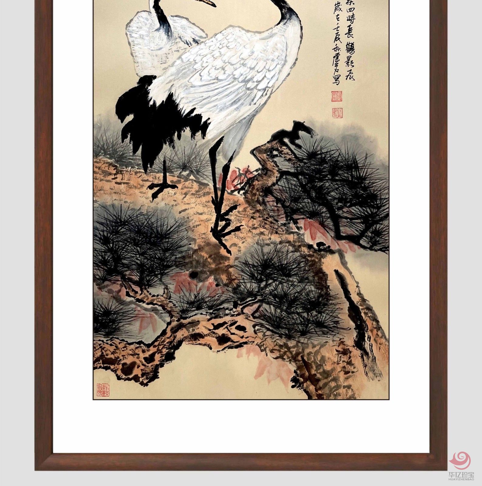 陆鹤龄8平尺仙鹤作品《松鹤延年》