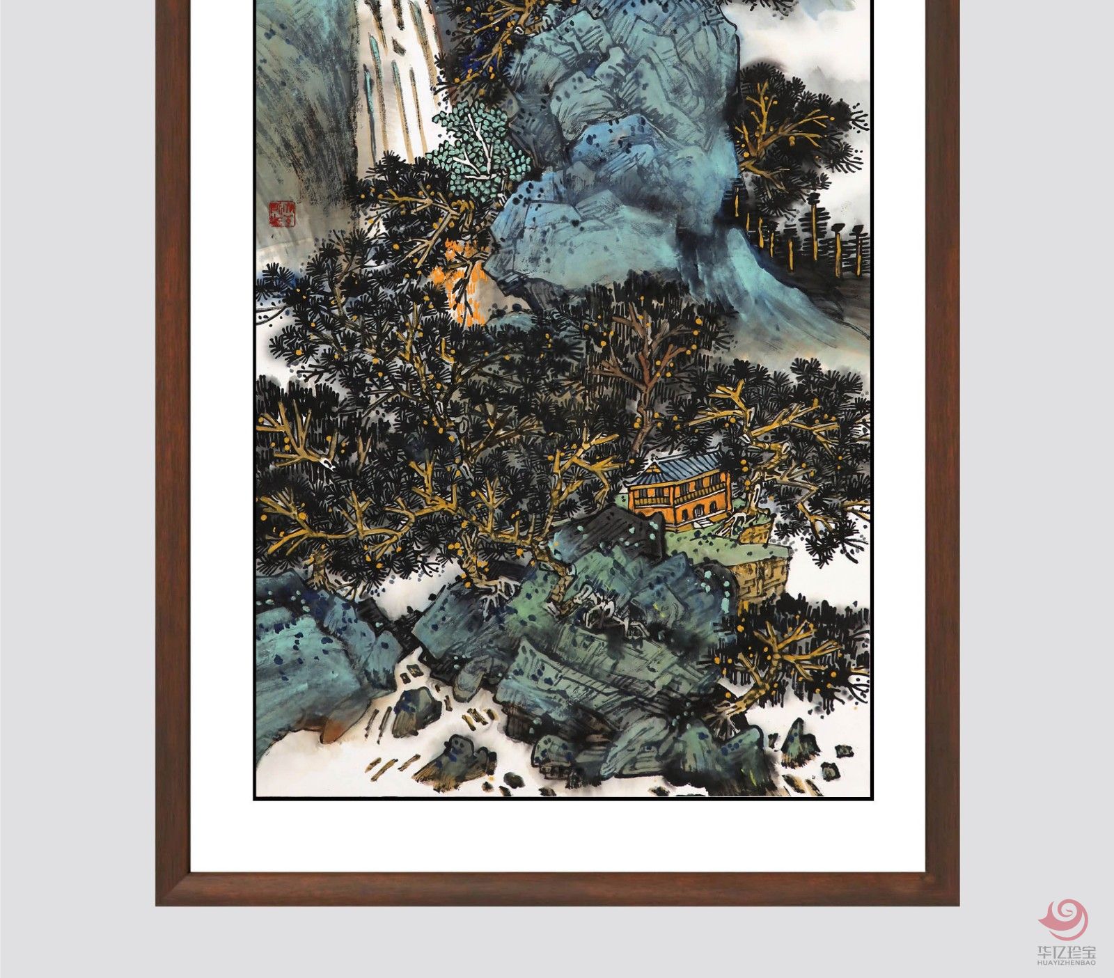 郑大干8平尺山水作品《春山观瀑》