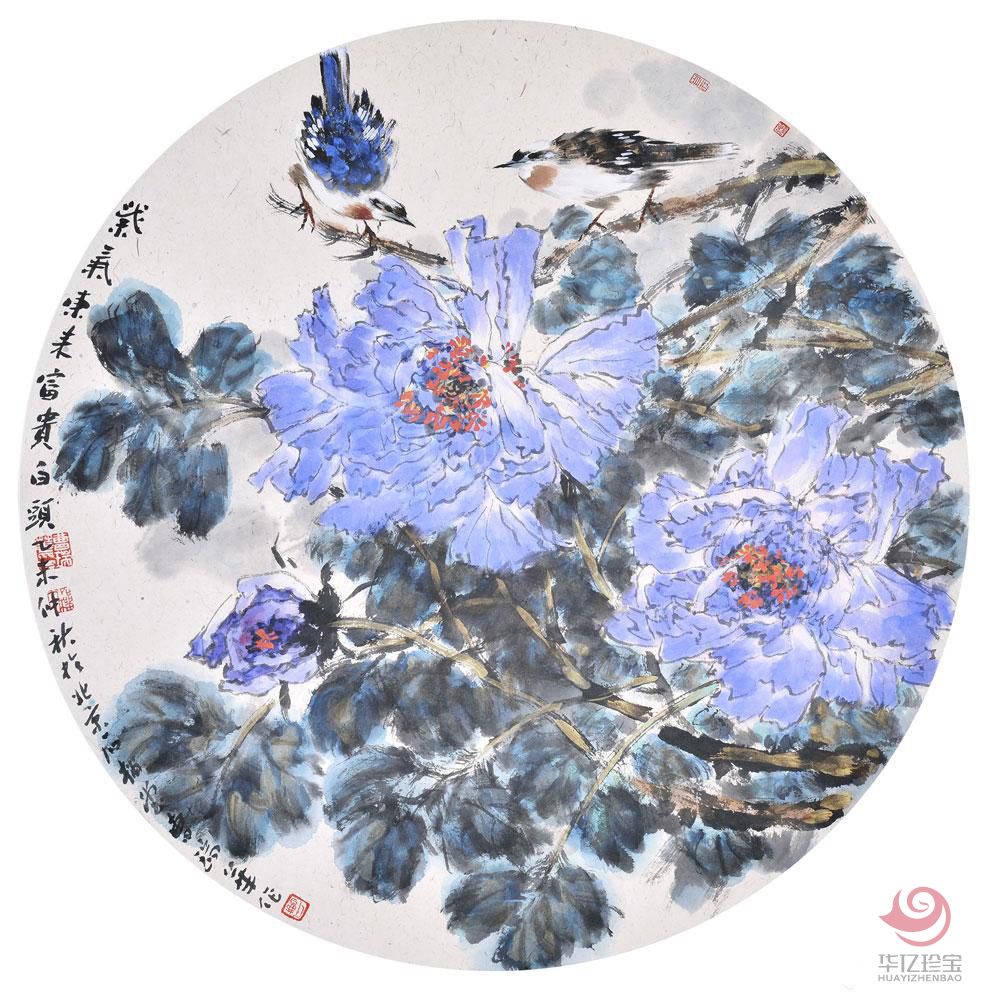 曹瑞华作品紫气东来富贵白头